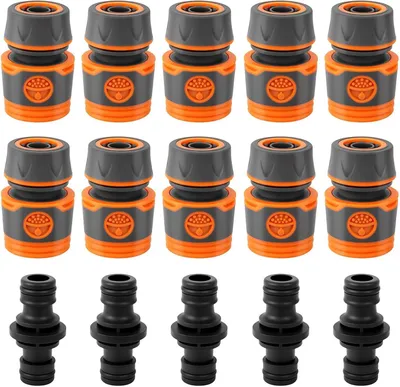 Produktbild von Schlauch Kupplungs Satz, 10 Stück 1/2 Zoll Schlauchverbinder 13 mm mit Kupplungs, Doppelstecker Gartenschlauch Verlängerung Kupplung Gartenschlauch Verbinder für Familie Garten
