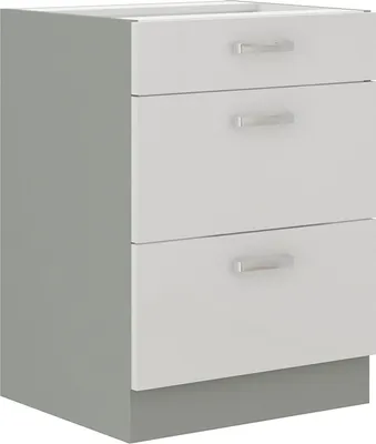 Produktbild von Unterschrank 60 Bianca Weiss Hochglanz + Grau Vollauszug Soft-Close Küche