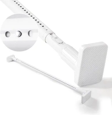 Produktbild von Duschschirmstange, Teleskop, 100-260 cm, Metallisch, Weiß, ohne Bohren, für Küche, Bad, Schrank.