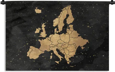Produktbild von MuchoWow® Wandteppich Wandbehang Karte - Europa - Gold 60x40 cm Tapisserie Dekoration Wandtuch - Wanddekorationen