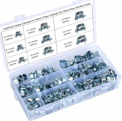 Produktbild von ELMAX | Schlauchschellen Sortiment Kit, für Wasserleitung Auto, 135 STÜCK, Schlauch Clips Rohrschellen, Schlauchklemmen Sortiment