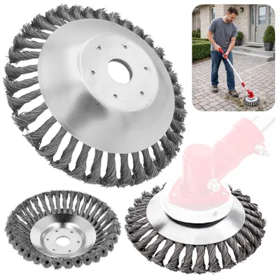 Produktbild von Drahtbürste für Freischneider, Freischneider, gedrehte geflochtene Scheibe, 150 mm/25,4 mm, KI-generiertes Bild