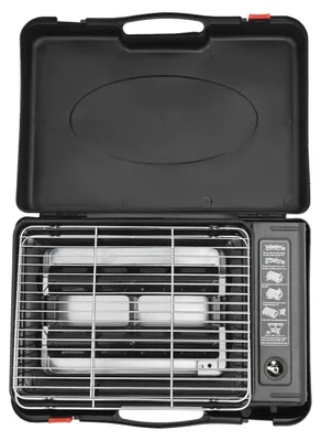 Image de Barbecue à gaz, portable et léger, avec contrôle de la flamme réglable, de couleur noire