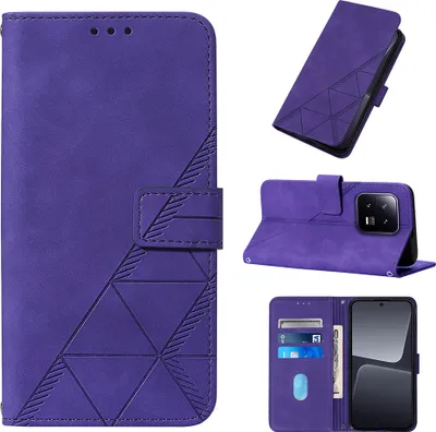 Produktbild von Hülle für Xiaomi 13 Prägung Flip Leder Kartenfächer Schutzhülle mit Ständer Lila