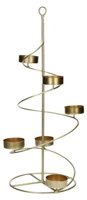 Produktbild von Pomax Pilara Teelichthalter aus Metall, Gold, Ø 17 x H 50 cm