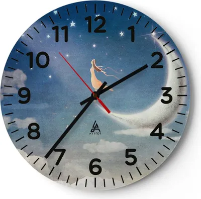 Produktbild von Wanduhr - Rund - Glasuhr - himmel stern - 40x40cm - Schleichendes Uhrwerk - Lautlos - zum Aufhängen bereit - Dekoration Modern - Wanddekoration aus Glas - C4AR40x40-3778