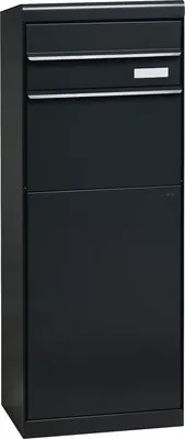 Produktbild von MEFA Paketbriefkasten Stahl pulverbeschichtet BxHxT 402/1091/310 mm Maple 662 Schwarzgrau RAL 7021 semimatt Entnahme hinten 2-fach mit Namensschild