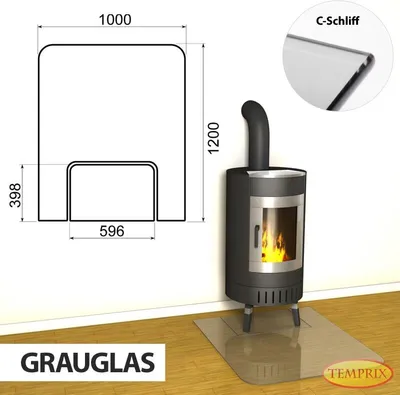 Produktbild von AKTION ! Kaminbodenplatte & Funkenschutzplatte - Funkenschutz für Kamin & Ofen - geteilte Saisonplatte Montreal - Grauglas