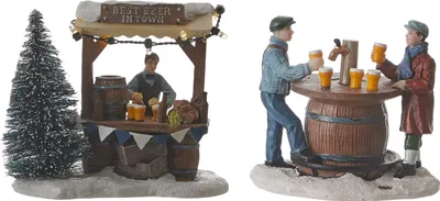 Produktbild von LuVille Weihnachtsdorf-Miniatur Bierstand - L12 x B8 x H10 cm