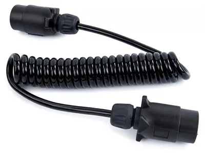 Immagine prodotto di Cavo a spirale con spina e presa a 7 poli,adattatore cavo, per rimorchi roulotte caravan auto camion trattori, prolunga rimorchio