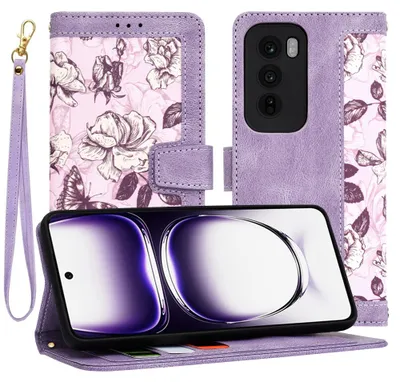 Produktbild von Techsuit FlipCraft Book Wallet Klapphülle mit Kabel für Oppo Reno12 - Mysterious Purple