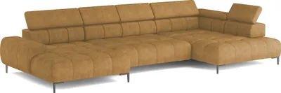 Produktbild von Plaza Ecksofa in U-Form, Rechte Seite, Funktional Komfortable Schlaffunktion Verstellbare Kopfstützen Verstellbarer Sitz Wellenfedersystem Hochelastischer Schaum 385x216 cm, Gold