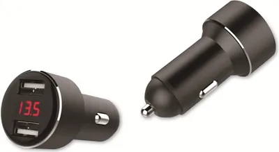Immagine prodotto di IWH 19062 Caricatore per auto IWH USB con indicatore di tensione, 2x USB-A