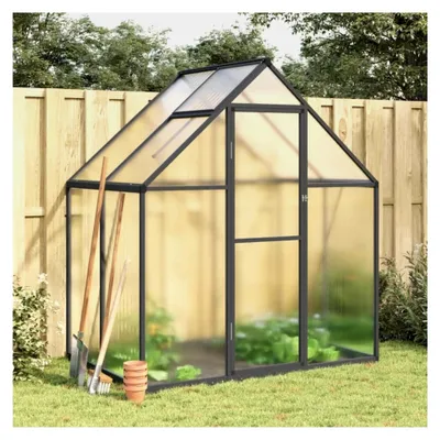 Produktbild von Gewächshaus mit Fundamentrahmen aus Aluminium, winterfest, für den Garten, anthrazit, 169 x 114 x 195 cm