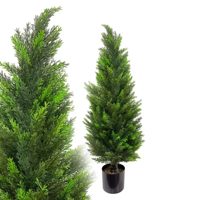 Produktbild von Zypresse 120 cm künstlich wie echt Zeder Konifere Kunstpflanze Kunstbaum