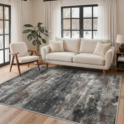 Productafbeelding van Modern Vloerkleed 160 x 230 cm met Donkergrijs Abstract Patroon