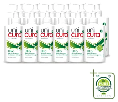 Image de 12 flacons de savon liquide Unicura Ultra, nourrissant, 250 ml, lot économique, 12 pièces