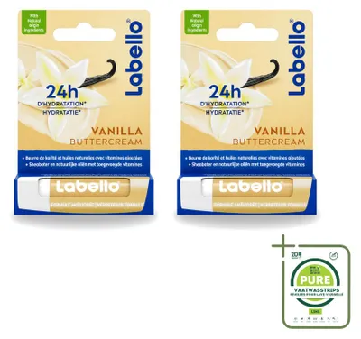 Immagine prodotto di 2 x Balsamo labbra Labello gusto burro alla vaniglia - 4,8 g - Confezione grande - 2 pezzi