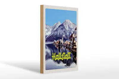 Produktbild von Holzschild Reise 20x30cm Hallstatt Österreich Berge Winter