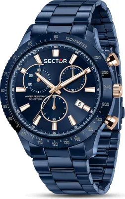Produktbild von Sector Herren Chronograph Uhr Fashion Edelstahl Armbanduhr blau USE73778004