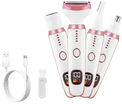 Obrázek produktu pro Elektrický holicí strojek 4 v 1 pro muže a ženy, rostlinný holicí strojek a depilátor 4 v 1 pro ženy