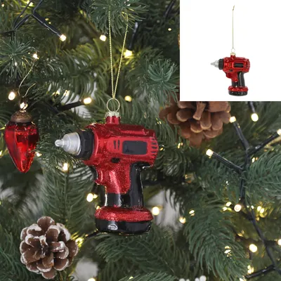 Produktbild von Christbaumschmuck "Bohrmaschine" aus Glas - Baumschmuck - Baumhänger - Glashänger Baum