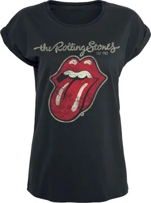 Produktbild von The Rolling Stones T-Shirt Damen Plastered Tongue schwarz L