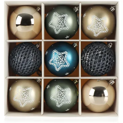 Productafbeelding van com-four® 9 kerstballen, kerstboomversieringen van onbreekbaar kunststof voor Kerstmis, boomversieringen met ophanghaak