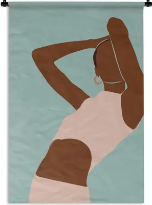 Produktbild von MuchoWow® Wandteppich Wandbehang Frau - Sommer - Abstrakt 120x180 cm Tapisserie Dekoration Wandtuch - Schlafzimmer - Dekorationen für das Haus
