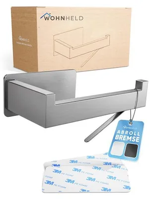 Produktbild von Toiletrolhalter aus Edelstahl, silber, extrem stabil, ohne Bohren, mit Abdichtrem