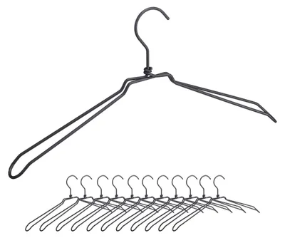 Obrázok produktu pre 48 ks vešiakov na košele, saká a blúzky, priemyselný dizajn, kovové, drôtené, šírka 45 cm, vešiaky, čierne