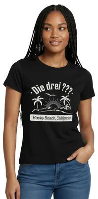 Produktbild von Spreadshirt Die Drei Fragezeichen Rocky Beach Design Mit Palmen Frauen T-Shirt, L, Schwarz