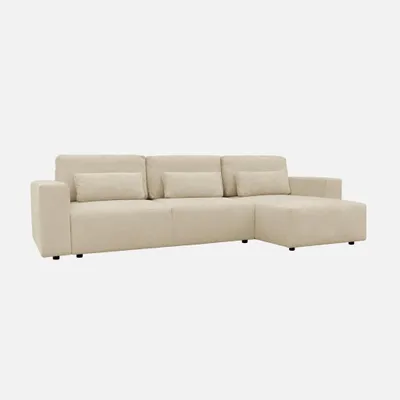 Immagine prodotto di Divano letto angolare in tessuto ciniglia, 3 posti, Beige