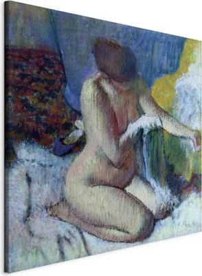 Produktbild von Vlies Leinwandbild - After the Bath (Edgar Degas) 40x40 cm Reproduktionen l-E-10804-b-a