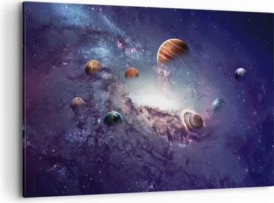 Produktbild von Bild auf Leinwand - Leinwandbild - Einteilig - Kosmos Planeten die Sterne - 120x80cm - Wand Bild - Wanddeko - Wandbilder - Leinwanddruck - Bilder - Wanddekoration - Leinwand bilder - AA120x80-4851