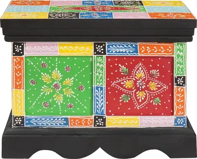 Zdjęcie produktu dla vidaXL Pudełko do przechowywania wielokolorowe 40 x 30 x 30 cm z litego drewna mango