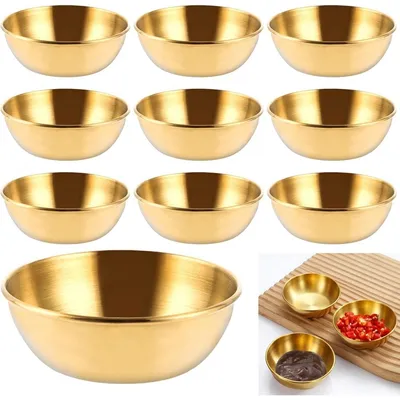 Obrázek produktu pro Sada 10 misek na dip, nerezová ocel, stohovatelné, průměr 8,2 cm, 95 ml, na sushi a tapas