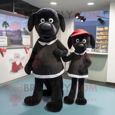 Imagen del producto de Personaje REDBROKOLY de disfraz de mascota de perro  vestido con una minifalda y gorros