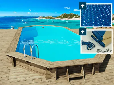 Produktbild von Holzpool "Ibiza 130" - 8,57 x 4,57 x 1,31 m - Luftpolster-Abdeckplane 180 µ - Winterplane 280 g/m²