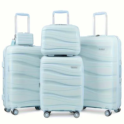 Obrázek produktu pro Sada pěti kufrů z tvrdého plastu – cestovní kufry – kufr na kolečkách – cestovní set – příruční zavazadlo – zámek TSA – rozšiřitelný velký kufr