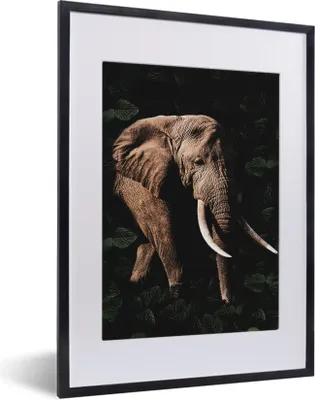 Produktbild von MuchoWow® MuchoWow® Gerahmtes Poster Elefant - Dschungel - Schwarz 30x40 cm - Poster mit zchwarzem Bilderrahmen - Wandposter Schlafzimmer