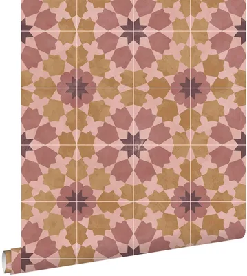 Productafbeelding van ESTAhome behang tegelmotief paars en bruin 50 x 900 cm