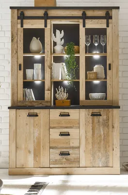 Produktbild von Buffetschrank "Stove" in Used Wood Buffet Vitrine 133 x 201 cm mit Soft-Close