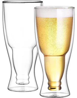 Immagine prodotto di CNGLASS Doppia Parete Bicchieri da Birra 400ml/13,5oz, Set da 2 Bicchieri Isolati, Bicchieri Termici