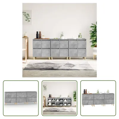 Produktbild von The Living Store Sideboards 3 Stk. Betongrau 60x35x70 cm Holzwerkstoff