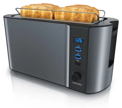 Produktbild von Arendo - Edelstahl Toaster Langschlitz 4 Scheiben, Defrost, wärmeisolierendes Ge