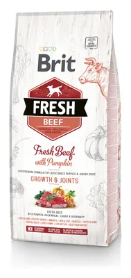 Obrázok produktu pre Brit Fresh Beef with Pumpkin, Junior, Veľké (26 až 44 kg), Hovädzie mäso, 2,5 kg