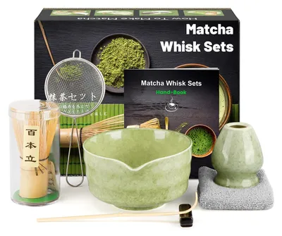 Produktbild von Japanisches Matcha-Set mit Besen, Schale, Halter und Zubehör - 7-teilig