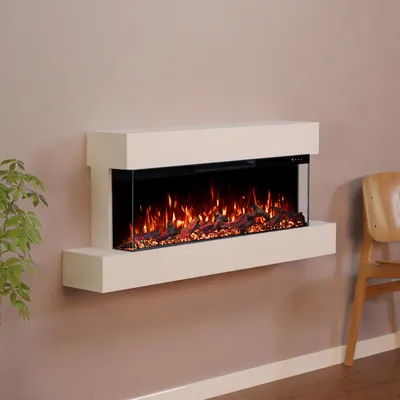 Produktbild von Glow Fire Elektrokamin 'Cobalt Wall 42' | Multicolor LED Wandkamin mit Heizung in weiss (1800W) | HxBxT: 52x122x21 cm