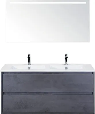 Produktbild von Badmöbelset 3-teilig Doppelbadmöbel Sanox Porto BxHxT 121 x 170 x 51 cm Frontfarbe beton anthrazit mit Waschtisch Kerami